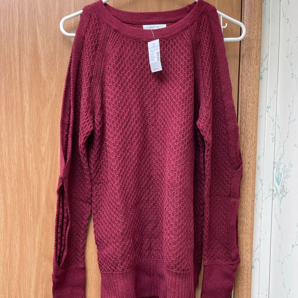Sweater top with sleeve cut outs